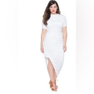 Eloquii White Draped Jersey Dress